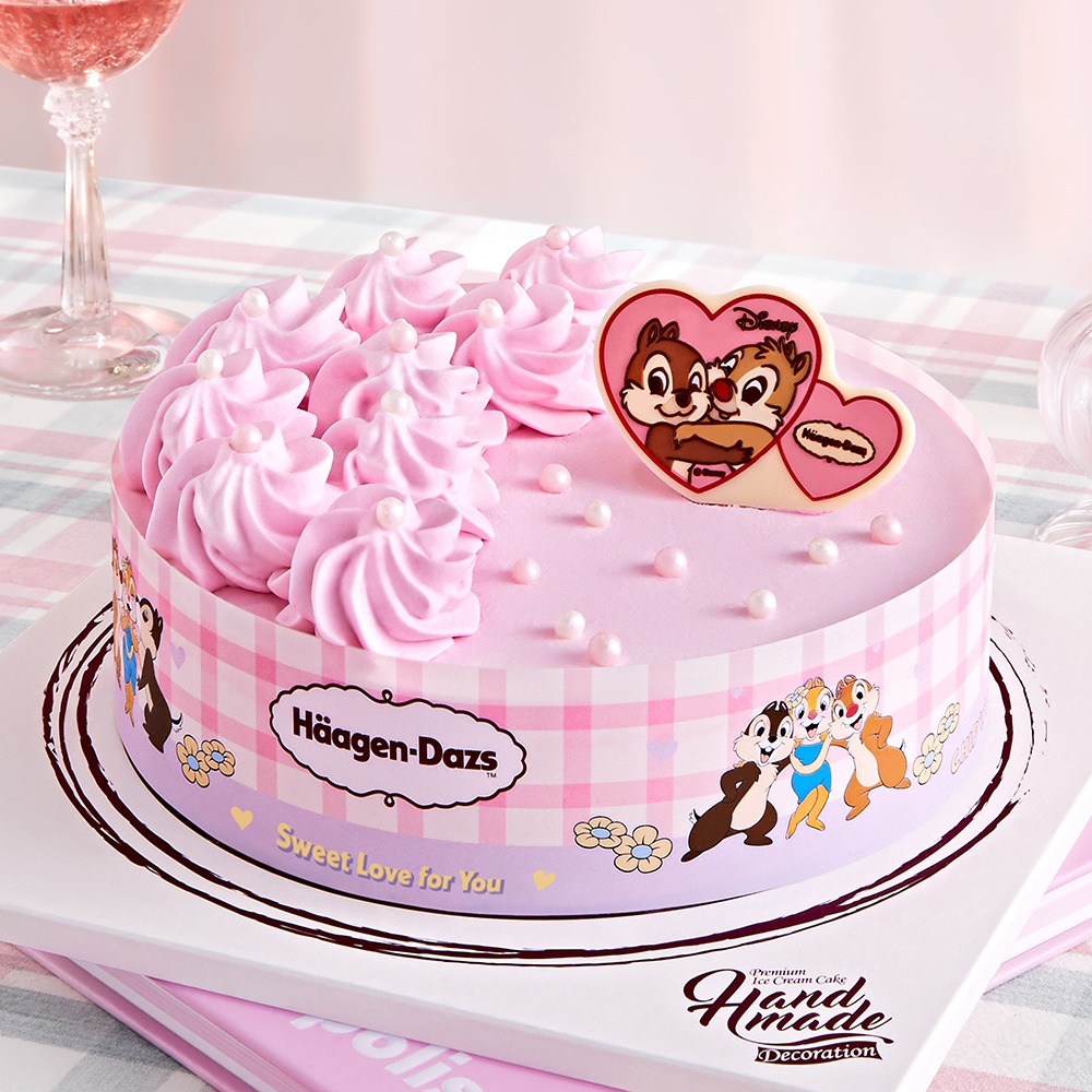 하겐다즈 칩앤데일 러브 에디션 아이스크림 케이크(트위스트 딸기 + 벨지안 초코)